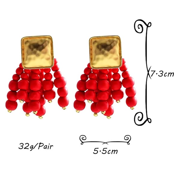 Zara Red Cascade Beaded Earrings - Picture 8 of 12